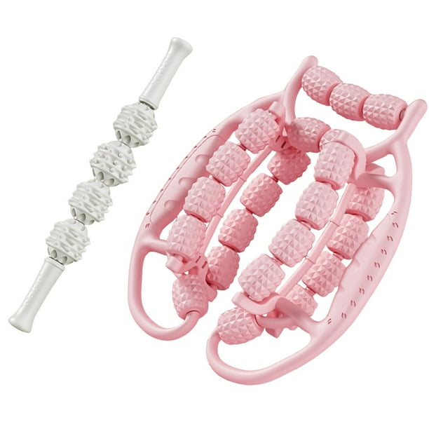 Masajeador de rodillos musculares, herramientas de masaje de piernas, equipo de culturismo, rodillo de masaje de 23 ruedas, relajante muscular para Rosa