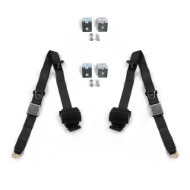Ford Modèle B Avion 1932 Ceinture de Sécurité Rétractable Noire 3 Points avec Support - 2 Ceintures