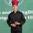 thumbnail image 2 of Mujeres Hombres Chaqueta de Chef Simplemente Cosida Abrigo Uniforme de Cocina Manga Larga - Negro, METRO Sunnimix chaqueta de chef hombres uniformes mujeres, 2 of 7