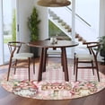 thumbnail image 5 of Valentine's Day Round Rug 6ft Washable Circle Kitchen Rugs Non Slip Pink Gnomes Rose Flowers Buffalo Plaid Large Area Rug Indoor Floor Carpet for Bedroom Living Room Home Office Dining Room Nursery, 5 of 8