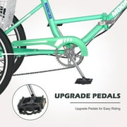 Lilypelle 24 Adult Tricycle Folding Tricycle 3 Wheel Bikes 7 Speed Trikes with Shopping Basket for Seniors Adult,Cyan