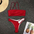 thumbnail image 4 of Fairnull Irregular Single Shoulder High Waist Bikini Set 2 Pieces Bandeau Bra High Waist Briefs Swimwear for Water Activity, 4 of 8