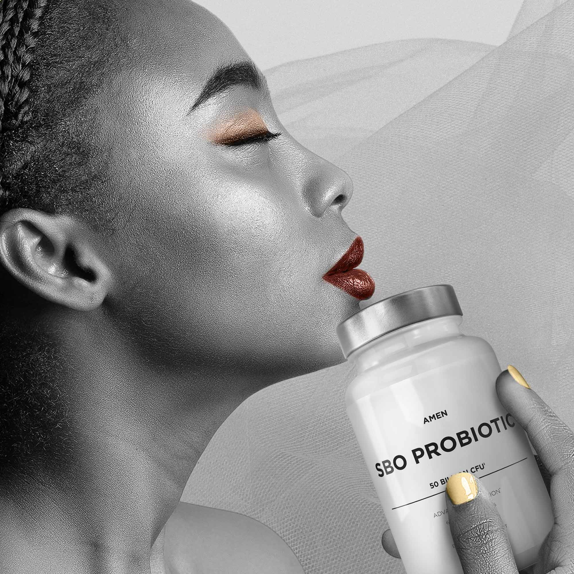 Amen SBO Probiotic, 50 Billion CFUs, Organic Prebiotics, Shelf Stable, Vegan & Non-GMO, 60 ct