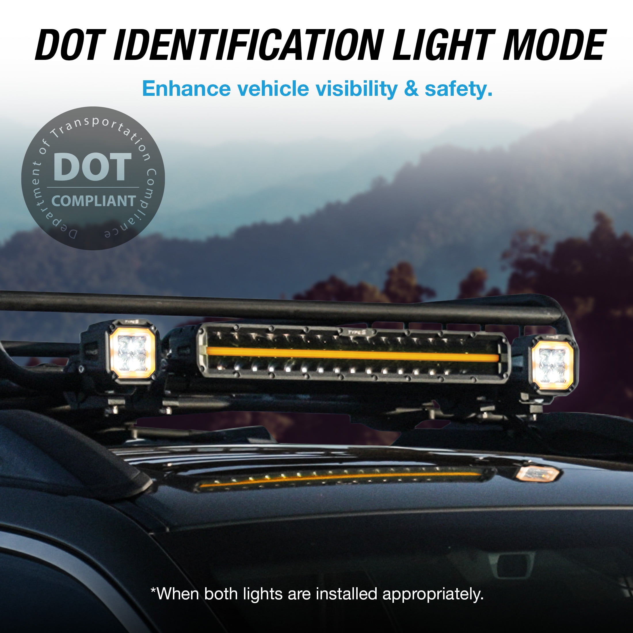 TYPE S Elevate 20 inch Spot + Flood Combo Beam Bar with Amber Accent - DOT Compliant, 10400 Lumens, Die-Cast, Off-Road for Truck Jeep UTV ATV SUV, 1 Pack