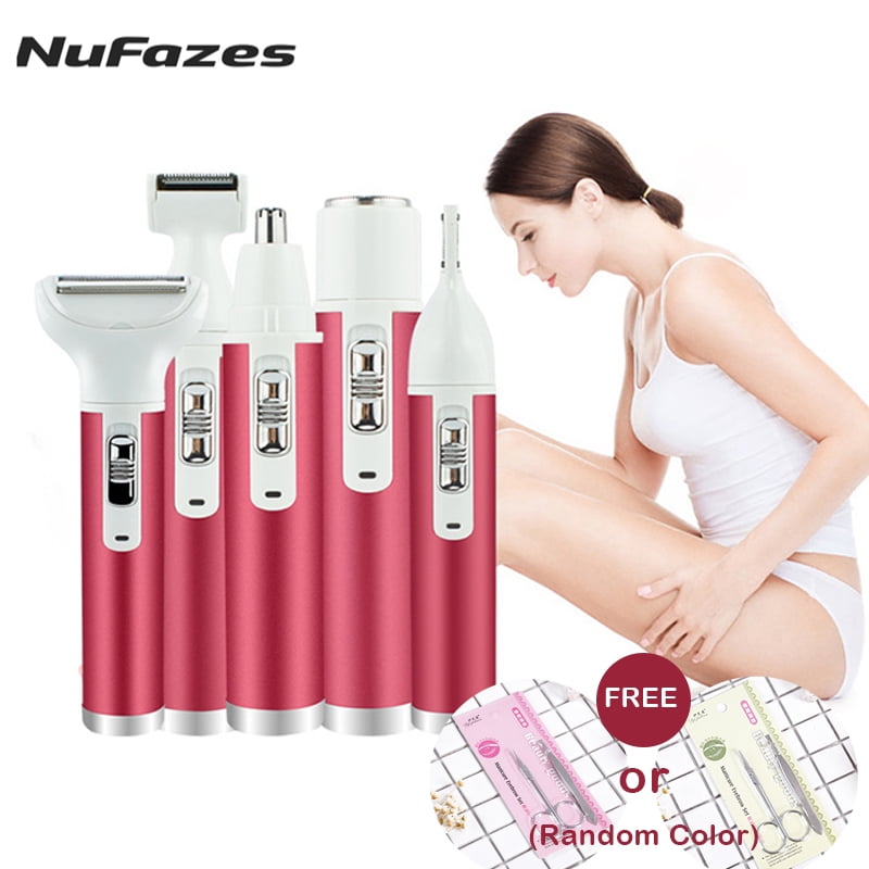 NuFazes Electric Razor for Women, 5 in 1 Women Painless Hair Remover, Wet & Dry for Women for Bikini Line, Nose Hair, Eyebrow, Arm, Leg USB Rechargeable