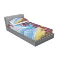 thumbnail image 3 of Ambesonne Floral Fitted Sheet & Pillow Sham Set, Summer Blossom Trees, Queen, Blue Pink Cream, 3 of 3