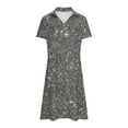 thumbnail image 5 of qucoqpe Womens Summer Shirts Dress V Neck Short Sleeve Ruffle Flowy Midi Dress Casual Loose Shiny Sun Dress Lightweigh Beach Dress, 5 of 7