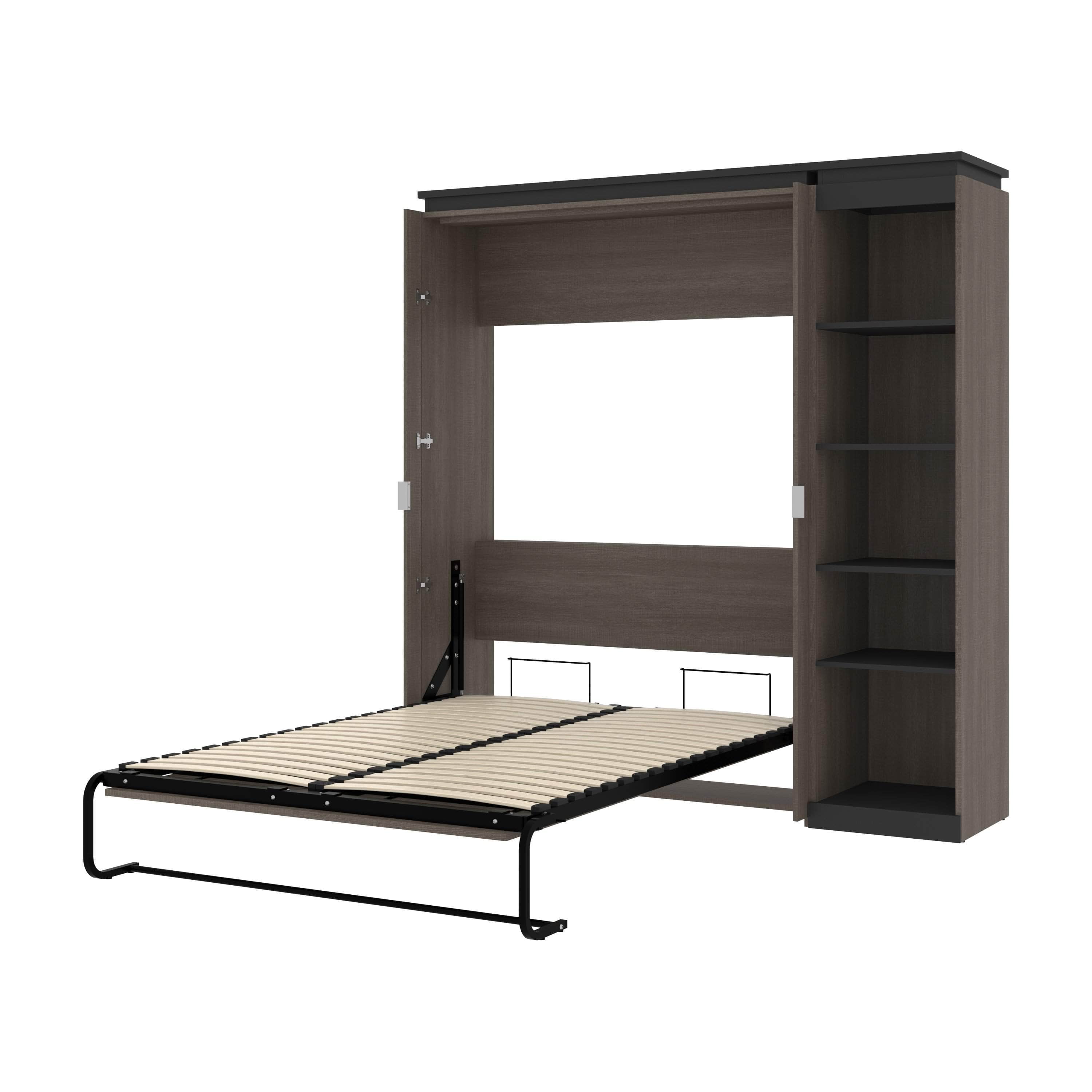 Orion Full Murphy Bed With Narrow Shelving Unit (79W) Available in 2