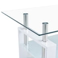 thumbnail image 6 of Veryke Modern Glass Coffee Table with Lower Shelf, Rectangle Center Table for Living Room, White, 6 of 7