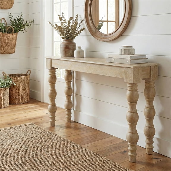 Casartis Living James Farmhouse Solid Mango Wood Console Table in Natural
