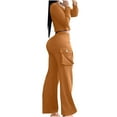 thumbnail image 3 of Xdegoge Lounge Wear for Women 2 Piece Full Zip Long Sleeve Hoodies Cropped Cardigan Jacket Outfits Oversized Wide Leg Pants with Pockets Tracksuit Sets, 3 of 7