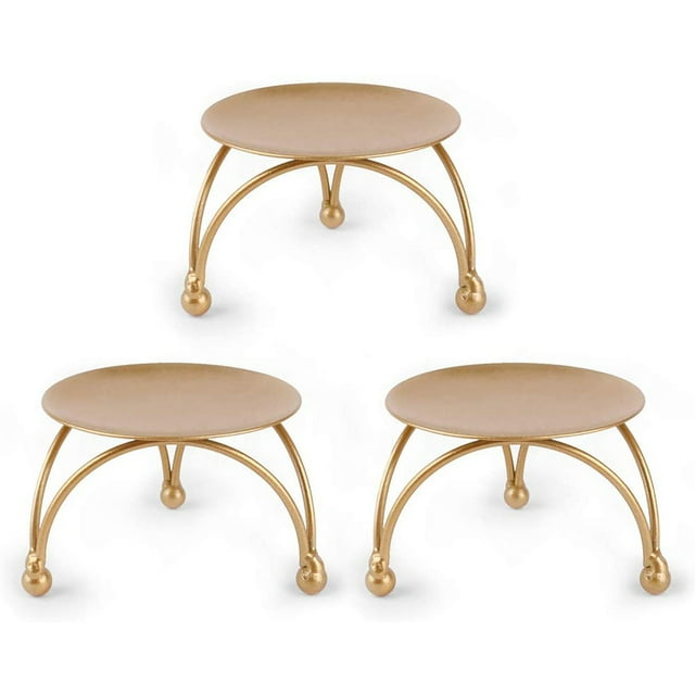 Portavelas, juego de 3 portavelas de pilar de hierro, portavelas decorativos de placa de hierro dorado de 2,7 pulgadas de diámetro, se adapta a velas LED y de cera, portavelas de base de mesa, boda Ormromra HMHZ288