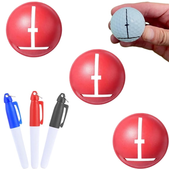 Golf Ball Line Marker Tool, 3-Line Ball Liner Stencil with Pen, Putting Accuracy Training Aid, USGA Legal