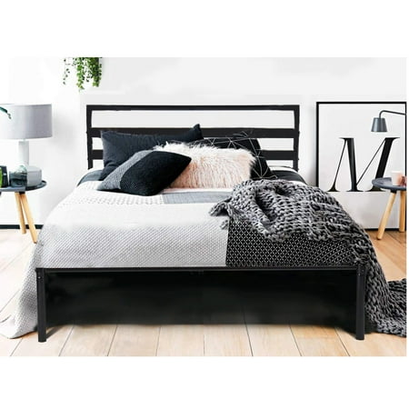 Ubesgoo Twin Bed Frame Metal Platform Mattress Base Black With Vintage Headboard Ubesgoo Twin Bed Frame Metal Platform Mattress Base Black With Vintage Headboard