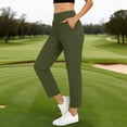 thumbnail image 2 of Feancey Women Capris with Pockets Stretchy Golf Cropped Pants Business Casual Straight Leg Dress Pants Summer Travel Capri Pants Green M, 2 of 10