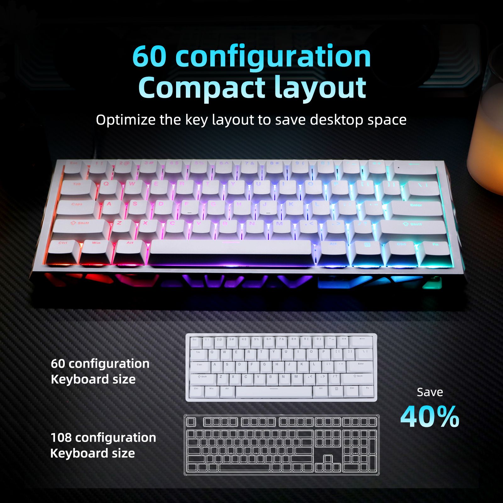 AsterOutdoor 61-Key Mechanical Gaming Keyboard RGB Backlit photo 7