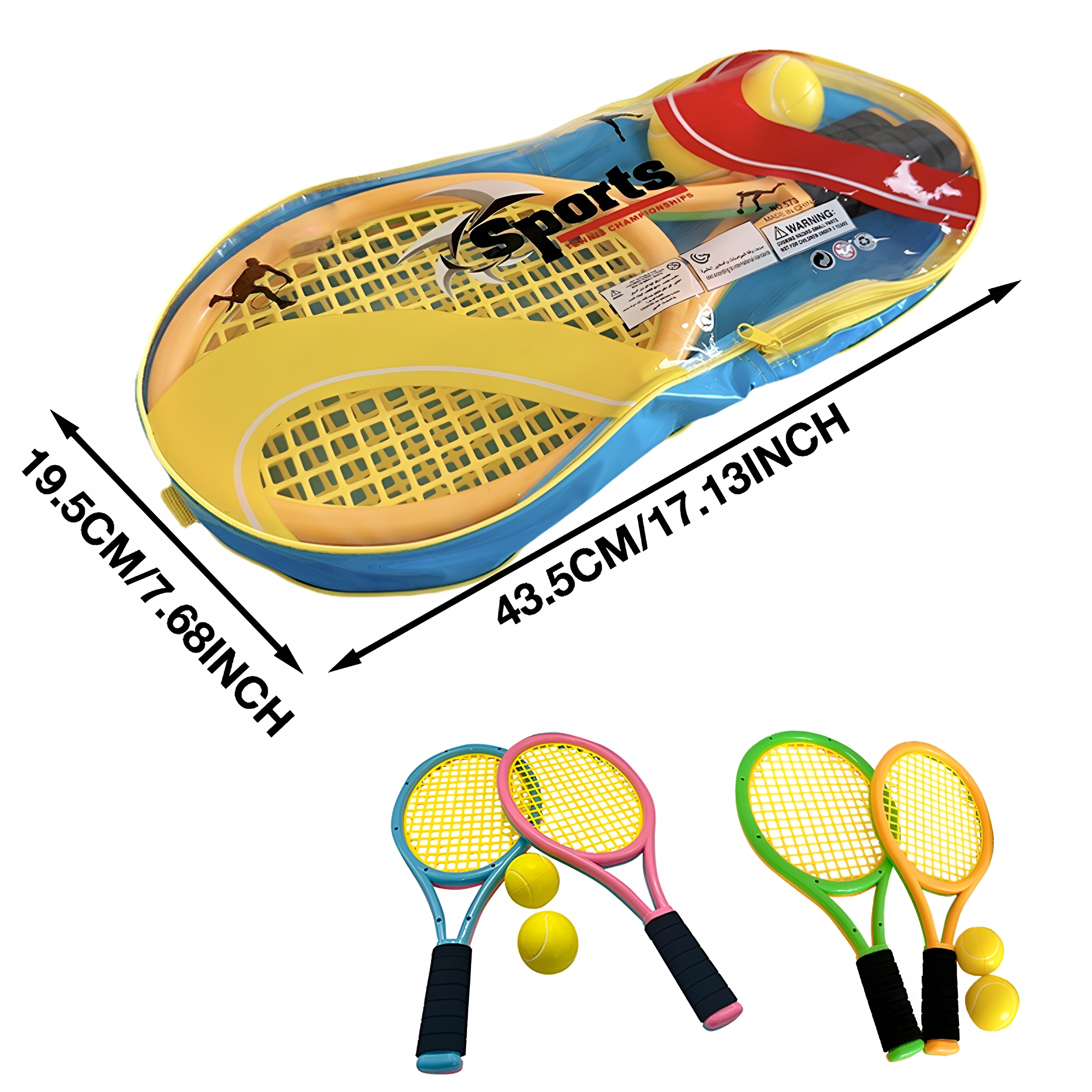 BESTSKY Tennis Racket Set for Children, 17 Inch Racquet with 2 Tennis Balls, 1 PVC Backpack and 2 Soft Balls for Toddler Indoor/Outdoor Sports