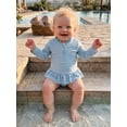 thumbnail image 4 of BemeyourBBs Toddler Baby Girl 2 Piece Swimsuit Set Infant Girls Bathing Suit Long Sleeve Rash Guard Swimwear Frill Mock Neck Eyelet Hollow Out Zipper Swiming Tops Bottoms Bikini Set Summer Beachwear, 4 of 9