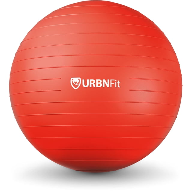 Pelota de ejercicio URBNFit de 66 cm, antiestallido, roja, con bomba