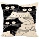 thumbnail image 5 of Juego de 4 Fundas de Almohada ZHAOCHENG de Algodón y Lino con Estampado de Gato Blanco y Negro 45 x 45 cm, 5 of 5