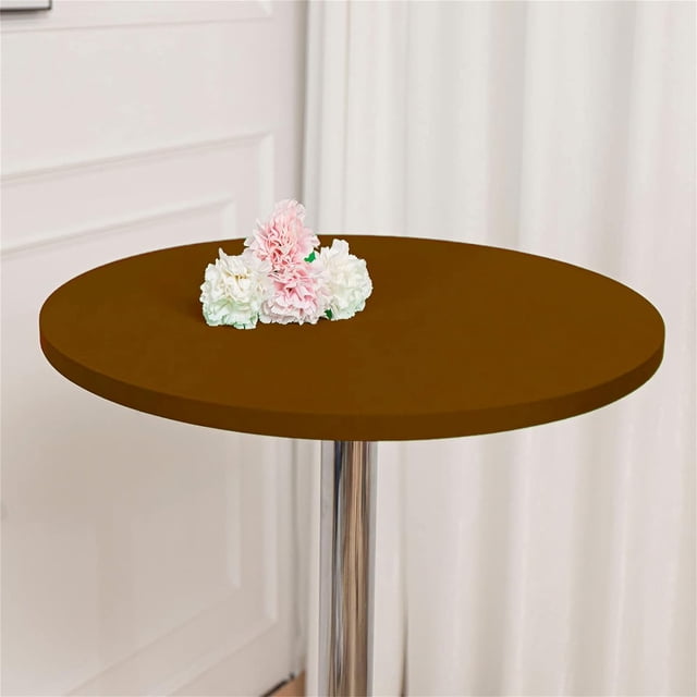 ORUYROP 2-Pack Cocktail Round Table Topper Cap Spandex Fitted Stretch Cocktail Tablecloth Tight Stretchable Elastic for Weddings Banquets Events Parties Restaurants(Size:180cm,Color: Coffee 51