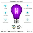 thumbnail image 4 of Luxrite A19 Edison LED Purple Light Bulbs 4.5W=60W E26 Base Indoor Outdoor Decoration Party Holiday Lighting 6 Pack, 4 of 6