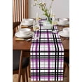 thumbnail image 4 of Purple Black Grey Plaid Burlap-Cotton Table Runner 120 Inches Long,Simple Check Stripes Lines Country Farmhouse Table Runners,Outdoor Dining Tablecloths Decor for Baby Shower Party Wedding 13x120, 4 of 9