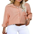 thumbnail image 1 of CHOK Blouse Tops pour Femmes Manches Longues Automne Rayé Imprimé Confortable Tops Chemises Décontractées Col Rabattu Léger Blouses avec Poches Bleu Ciel G, 1 of 6
