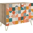 thumbnail image 3 of PixonSign Sideboard and Buffet Cabinet, 2 Doors Wood Storage Cabinet Console Table with Geometric Colorful Polygon Collage Geometry for Kitchen, Bedroom, Dinning, Foyer, Office - 35" L x 18" W x 29" H, 3 of 5