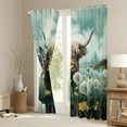 thumbnail image 3 of Castle Fairy Highland Cow Black Out Curtains for Teens Boys Girls,Western Farmhouse Curtains Pack of 2 (42x63 Each),Chic Floral Dandelion Bedroom Curtains,Lightweight Room Decor, 3 of 6