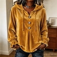 thumbnail image 2 of DHFJKG Velvet Hoodies For Women Ruffle Long Sleeve Button Pullover Sweatshirt Casual Fall Clothes, 2 of 4