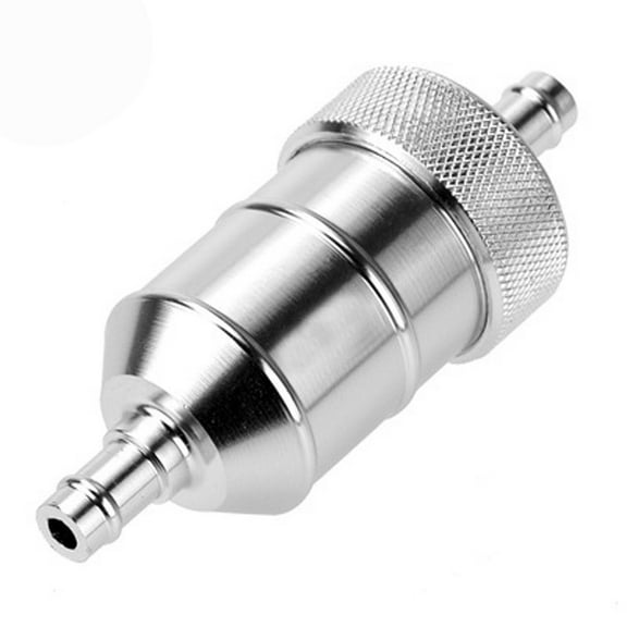 SILVER 6mm & SPARE ELEMENT METAL IN LINE FUEL FILTER ALUMINIUM