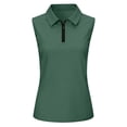 thumbnail image 6 of Womens Sleeveless Golf Shirts Zip Up Collared Athletic Tank Top Performance Breathable Quick Dry Summer Sport Polo Shirts for Women Casual Outdoor Army Green L, 6 of 7