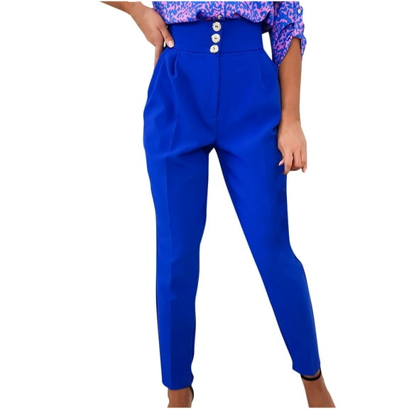 Fesfesfes Women Pant Casual Solid Pants Comfortable Elastic Pocket Casual Suit Pants Sale on Clearance
