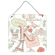 Carolines Treasures CJ2002-KDS66 Letter K Love In Paris Pink Wall and Door Hanging Prints