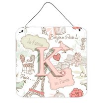 Carolines Treasures CJ2002-KDS66 Letter K Love In Paris Pink Wall and Door Hanging Prints