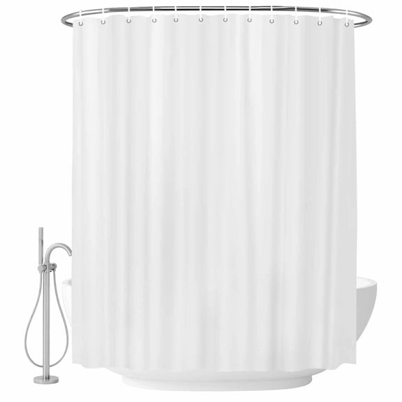 White Fabric Shower Curtain Solid Color Washable Shower Curtains for Bathroom, Waterproof Bath Curtain with Hooks Home Decor 72x84in