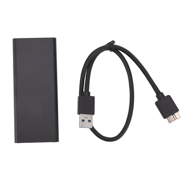 SSD Enclosure Adapter, MSATA To USB3.0 Enclosure Adapter Case Super High Speed Black Aluminum Alloy Shell Slim Portable with LED Light for Desktops