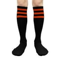 thumbnail image 6 of Couver Women's Triple Striped Knee High Tube Cotton Socks, Black Dark Orange, 9-11, 2 Pairs, 6 of 9