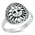 thumbnail image 1 of Aztec Design Filigree Sun Cutout Ring .925 Sterling Silver Band Jewelry Female Male Unisex Size 9, 1 of 4