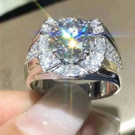 Men's Pinky Band Ring 3.00CT Round Cut Lab-Created Diamond 14K White Gold Plated