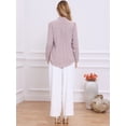 thumbnail image 3 of DARING DIVA Women's Long Sleeve Button Down Ruffled Collar Pleated Trim Top XS Grey Pink, 3 of 6