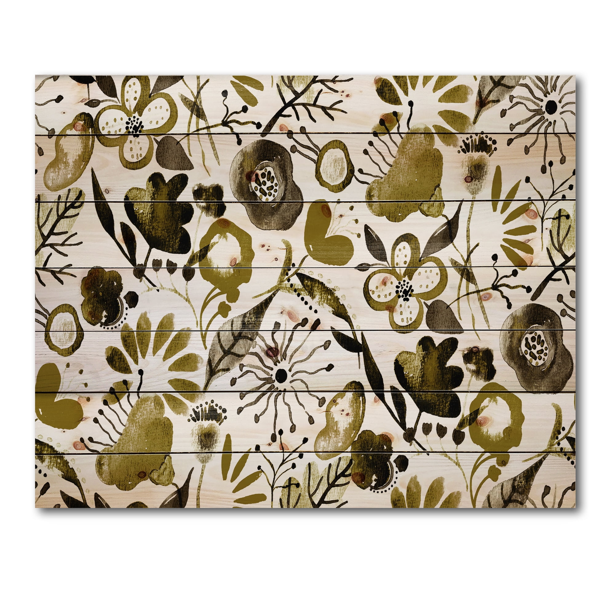 Designart 'Vital Abundance Of Wildflowers II' Modern Print on Natural Pine Wood