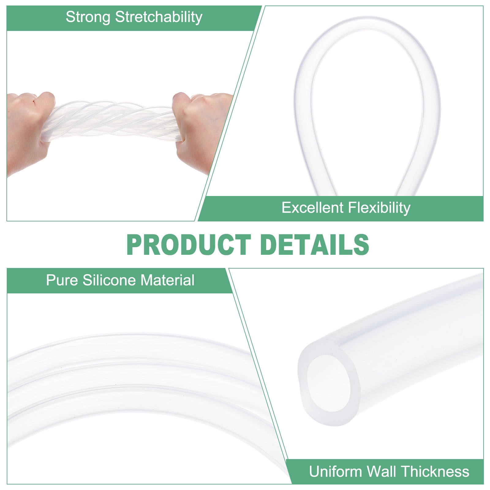 Uxcell Silicone Tubing, 15/32"(12mm) ID x 23/32"(18mm) OD Flexible Silicone Rubber Tube, 3ft High Temp Water Air Hose Pipe for Pump/Liquid Transfer/Brewing/Aquaponics [Clear]