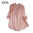thumbnail image 1 of Camisa de mujer Manga larga Primavera Otoño Blusa Cuello en V Chica Top suelto, Rosa, 3XL Methold AP000936-16, 1 of 7