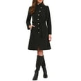 thumbnail image 2 of INSPIRE CHIC Pea Coat for Women Winter Stand Collar Button Down Mid Long Coats Outerwear with Belt XS Black, 2 of 6