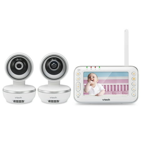 VTech VM4261-2 4.3' Digital Video Baby Monitor with 2 Pan & Tilt Cameras and Wide-Angle Lens and Standard Lens, White