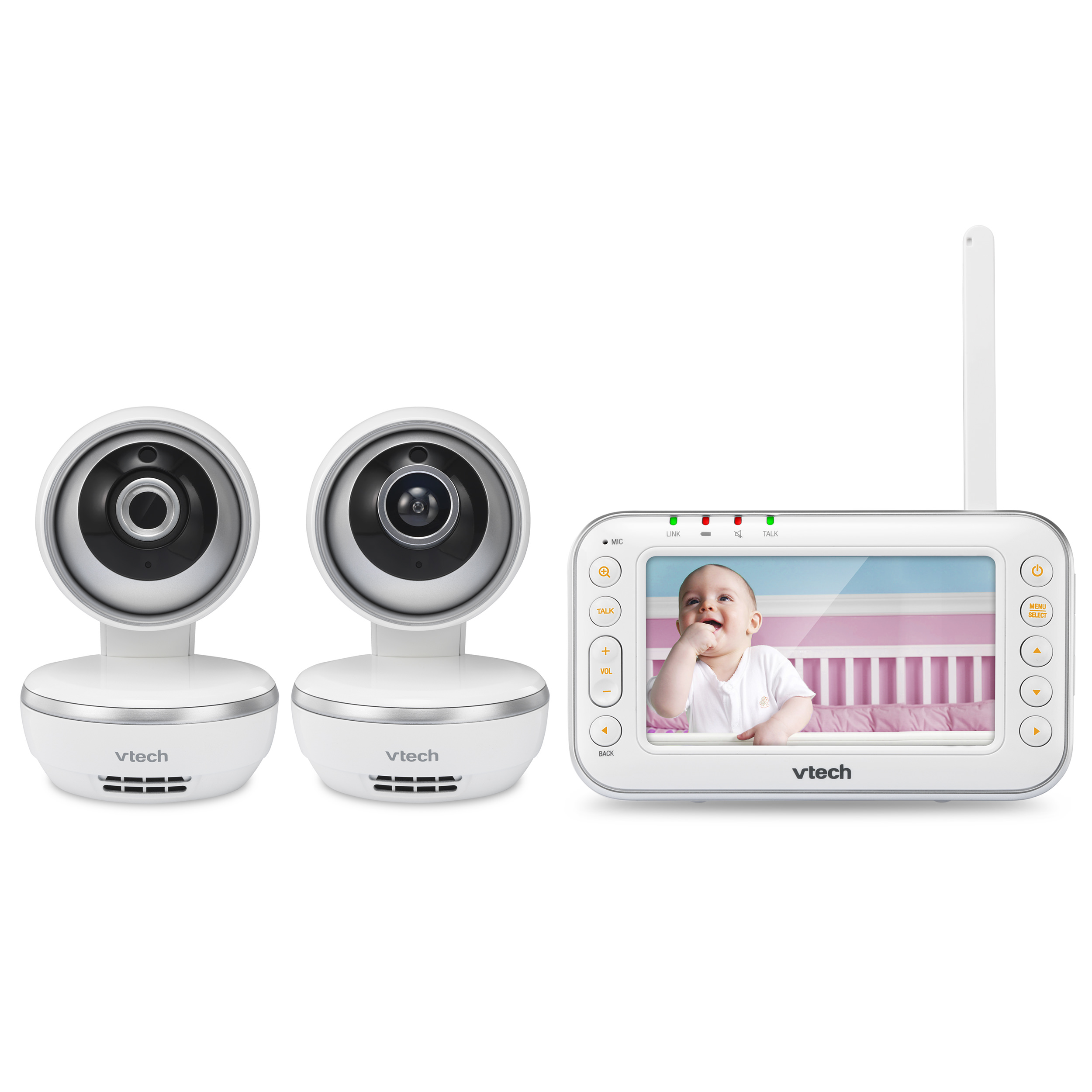 VTech VM4261-2 4.3′ Digital Video Baby Monitor with 2 Pan & Tilt Cameras and Wide-Angle Lens and Standard Lens