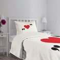 thumbnail image 5 of Ambesonne Love Quilted Bedspread Set 2 Pcs, Red Simple Heart, Twin Size, Red Black White, 5 of 6