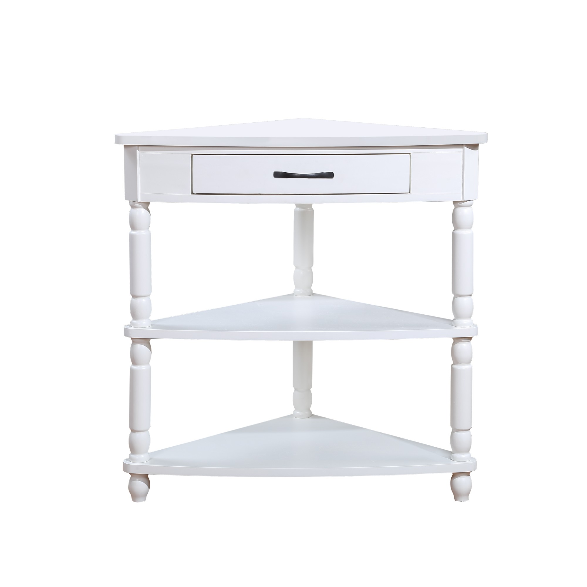 Aukfa 3 Tier Corner Table with Drawer, Triangle End Table for Entryways, Hallways, and Small Spaces, White